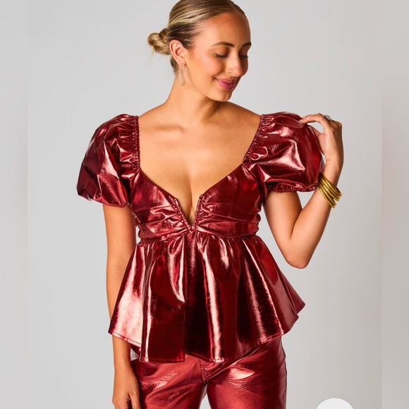 Buddy love BRONZE HOUSTON PUFF SLEEVE TOP blouse size small new - Picture 2 of 4